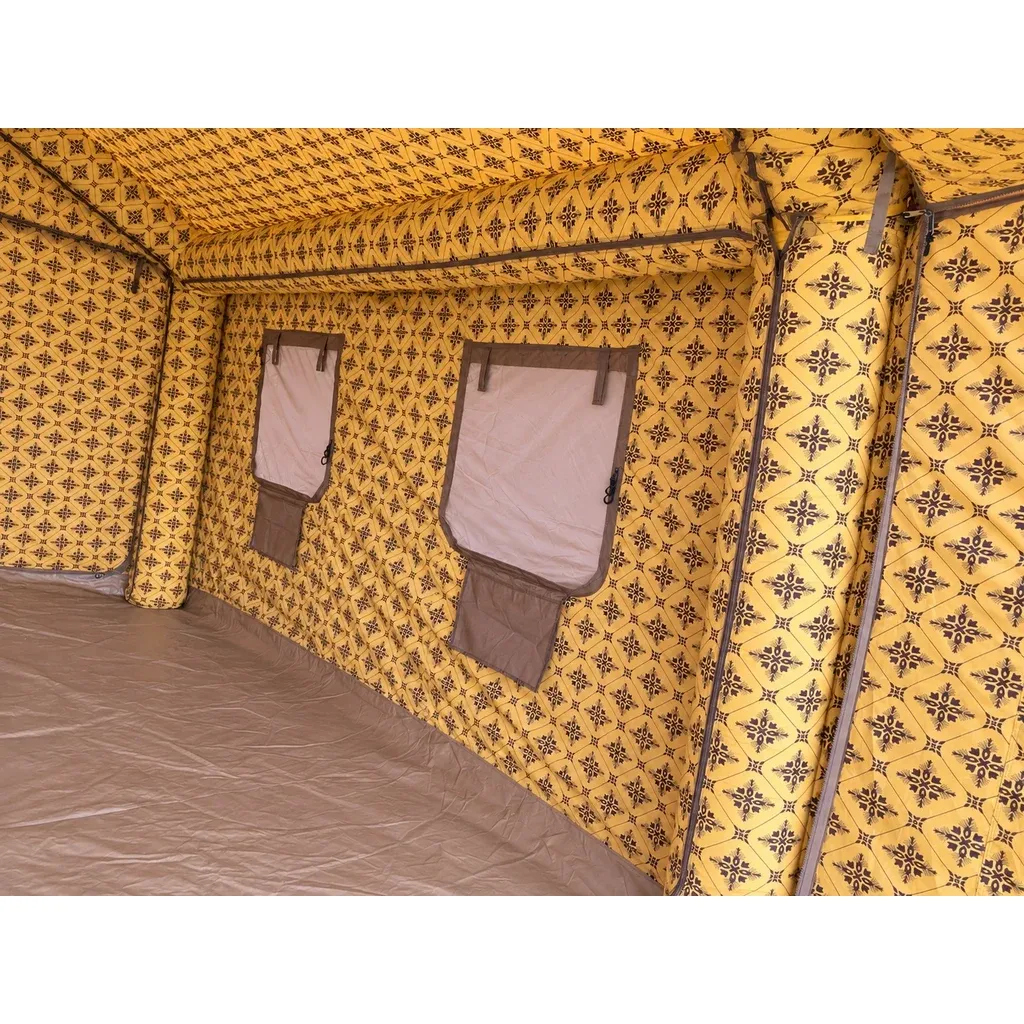 Alghafa Air Tent GAT01 inflatable cotton tent with patterned interior in the desert