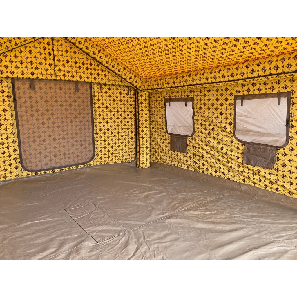 Alghafa Air Tent GAT01 inflatable cotton tent with patterned interior in the desert