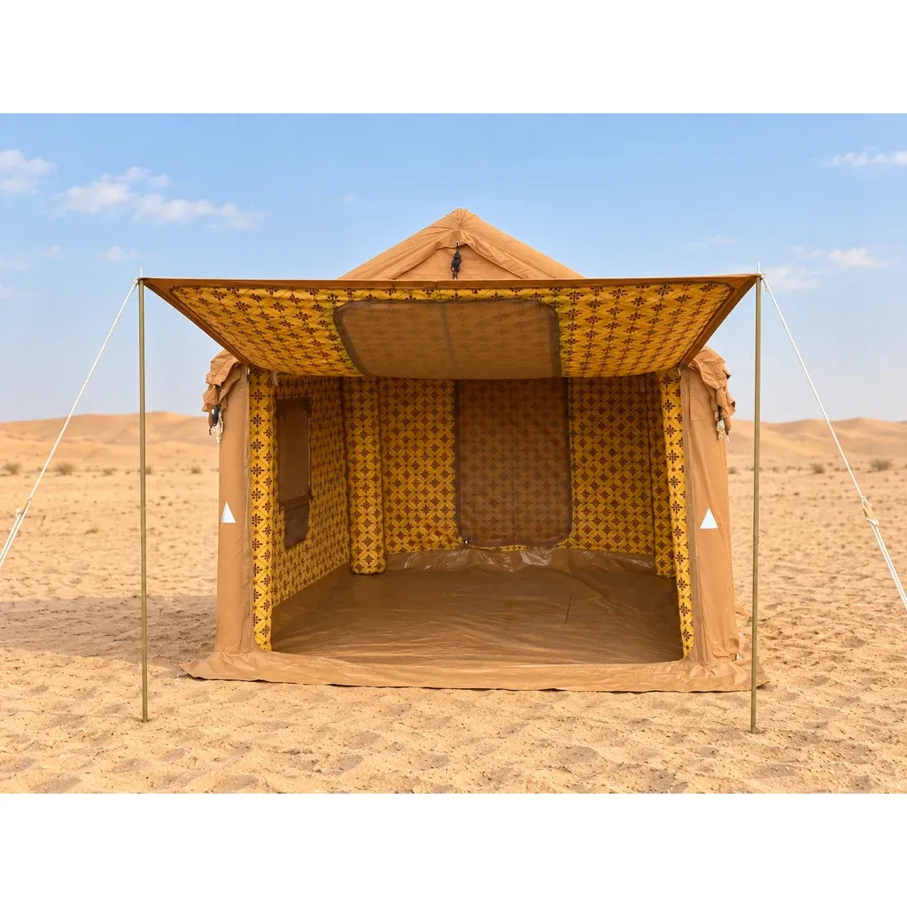 Alghafa Air Tent 3.0 x 3.0 m inflatable family tent with front awning in the desert