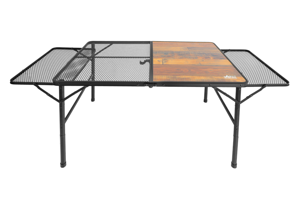 ALGHAFA, Foldable Picnic Table with Two Shelves