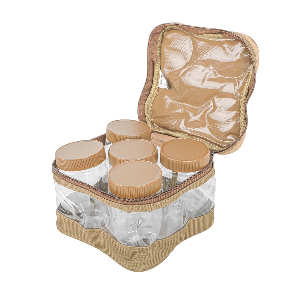 ALGHAFA, Bag of 5 Spice Boxes, 450 ml, Khaki
