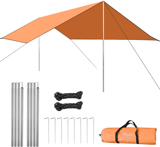 [GH-P0001]  AL-GHAFA Camping Awning with Poles Waterproof UV Protection Sun Shade Outdoor Camping Hiking Backpacking Tarp,Polystyrene 5 x 4.35 metres