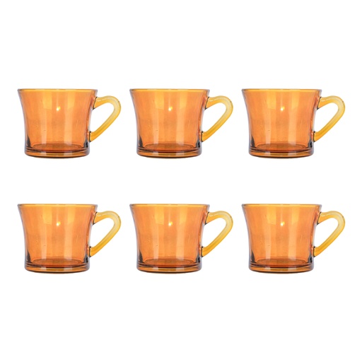 [G001-CL/WH6] ALGhAFA, Tea Cup Set, 180ml, 6 Pieces, Brown