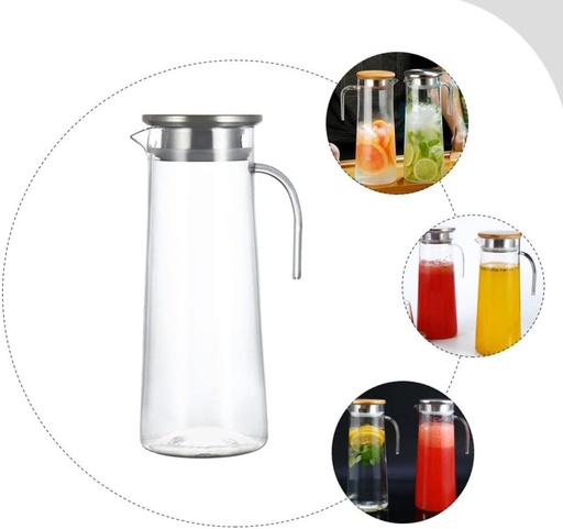 [GAFA-TPG-001] ALGHAFA Cylindrical Glass Teapot with Steel Lid
