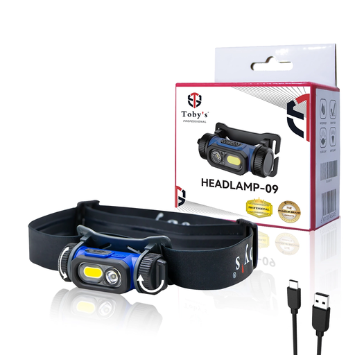 [HEADLAMP-09]  مصباح أمامي من توبيز 09 مصباح أمامي COB مثبت على الرأس قابل لإعادة الشحن USB LED للتخييم في الهواء الطلق
