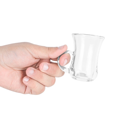 [G002-CL/WH6] ALGhAFAH, Tea Cup Set, 100ml, 6 Pieces, with Handle