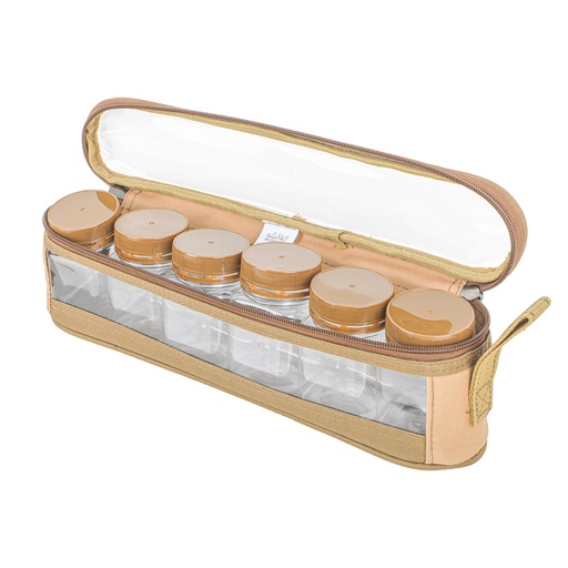 [GH10940D-K] ALGHAFA, 6 spice jars bag, 200 ml capacity, khaki